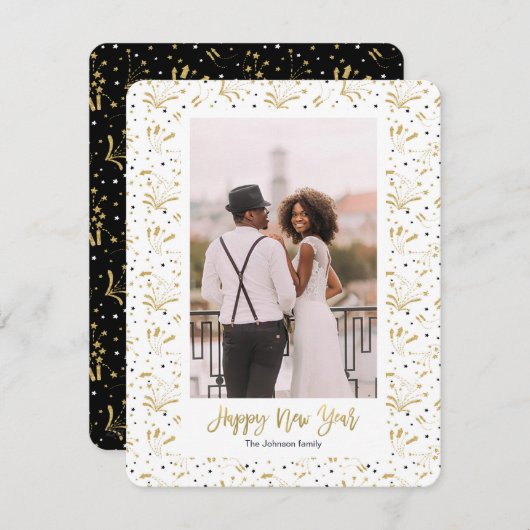 新年の休日|の花火|の写真カード シーズンカード (正面/裏面)