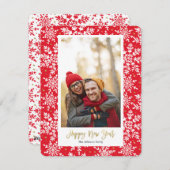 新年の休日|の雪片|の写真カード シーズンカード (正面/裏面)