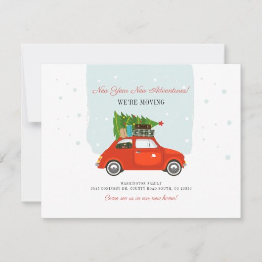 新年の冒険と住所の変更 ノートカード (正面)