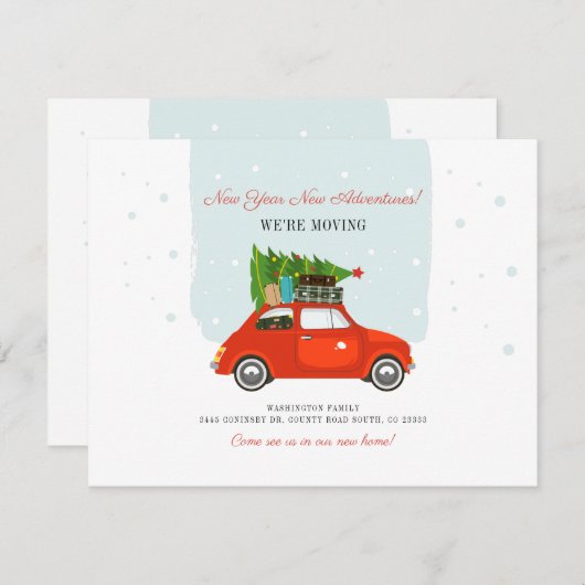 新年の冒険と住所の変更 ノートカード (正面/裏面)