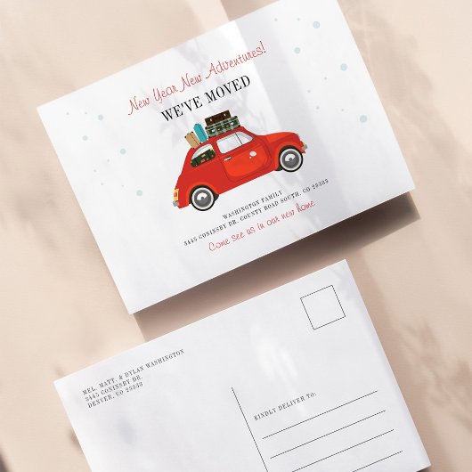 新年の冒険と新しいアドレスの移動 案内ポストカード