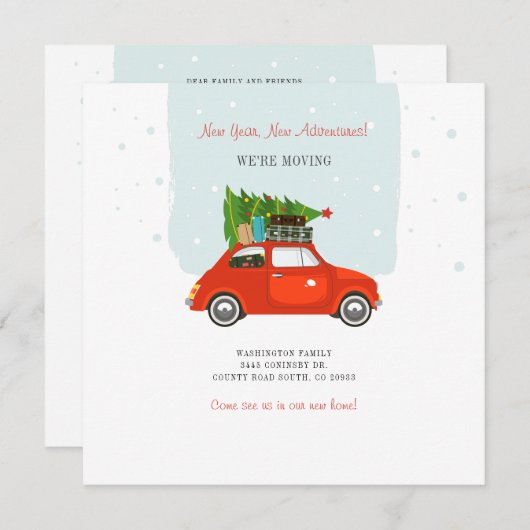 新年の冒険の新しい住所の引越し発表 ノートカード (正面/裏面)