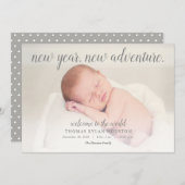 新年の冒険ベビー誕生の発表 シーズンカード (正面/裏面)