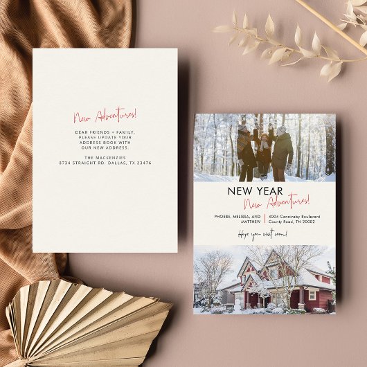 新年の冒険ホーム住所の変更の移動 ノートカード