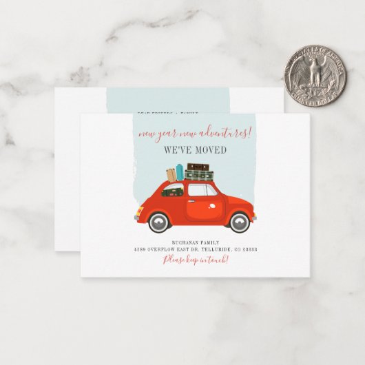 新年の冒険 新しい住まいへのお知らせ ノートカード (正面/裏面インサイチュ)