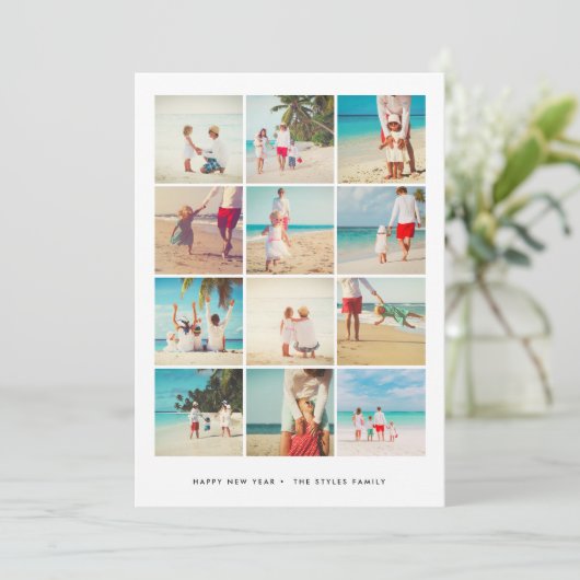 新年の写真カード|モダンな最小主義の格子 シーズンカード (スタンド正面)