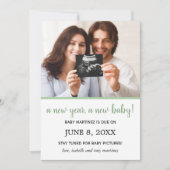 新年の写真ベビー妊娠のお知らせ 案内状 (正面)