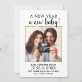 新年の写真ベビー妊娠のお知らせ 案内状 (正面)