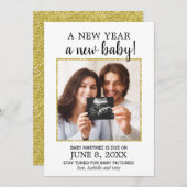 新年の写真ベビー妊娠のお知らせ 案内状 (正面/裏面)