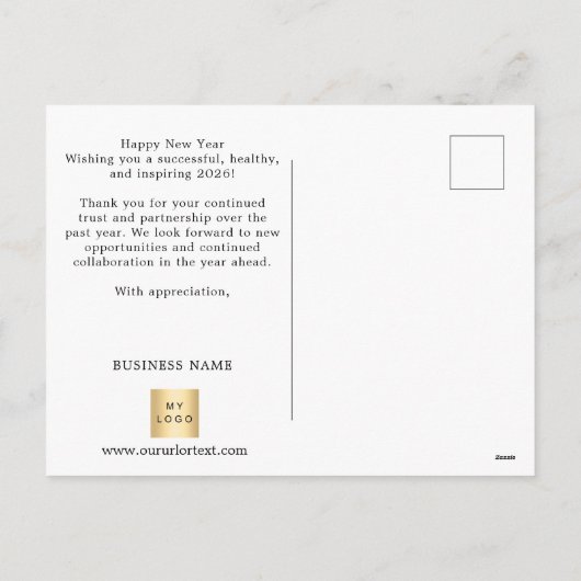 新年の冬のワンダーランドのビジネスロゴ シーズンポストカード (裏面)