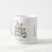 新年の冬の情景 雪の結晶 緑のクリスマス コーヒーマグカップ (正面左)