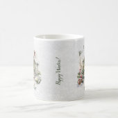 新年の冬の情景 雪の結晶 緑のクリスマス コーヒーマグカップ (中央)