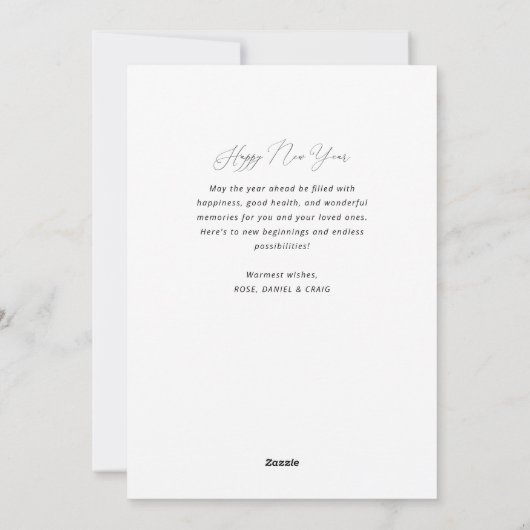 新年の台本の写真おめでとう シーズンカード (裏面)