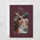 新年の台本の写真とエレガントへのストライプ喜び シーズンカード (正面)