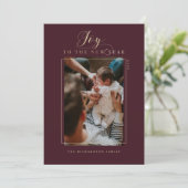 新年の台本の写真とエレガントへのストライプ喜び シーズンカード (スタンド正面)