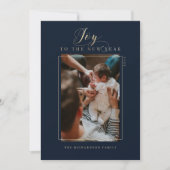 新年の台本の写真とエレガントへのストライプ喜び シーズンカード (正面)