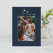 新年の台本の写真とエレガントへのストライプ喜び シーズンカード (スタンド正面)