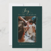 新年の台本の写真とエレガントへのストライプ喜び シーズンカード (正面)