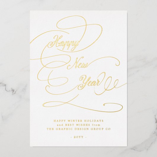 新年の台本エレガント事業企業の 箔シーズンカード (正面)
