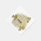 新年の同じ熱い混乱おもしろい金ゴールドグリッターヒョウ スタンダードカクテルナプキン (角)