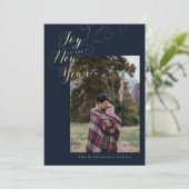 新年の喜び |ファミリーフォトスクエレガントリプト シーズンカード (スタンド正面)