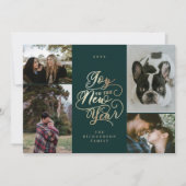 新年の喜び | 4枚のフォトスクリプエレガントト シーズンカード (正面)