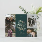 新年の喜び | 4枚のフォトスクリプエレガントト シーズンカード (スタンド正面)