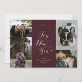 新年の喜び | 4枚のフォトスクリプエレガントト シーズンカード (正面)