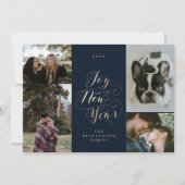 新年の喜び | 4枚のフォトスクリプエレガントト シーズンカード (正面)