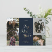 新年の喜び | 4枚のフォトスクリプエレガントト シーズンカード (スタンド正面)