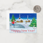 新年の夜にスケートを楽しむ少年。クリスマスおめでとう ノートカード (正面/裏面インサイチュ)