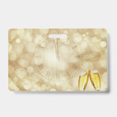 新年の夜のシャンパングラス バッジ (裏面)