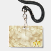 新年の夜のシャンパングラス バッジ (裏面（ネックストラップ付）)