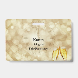 新年の夜のシャンパングラス バッジ