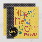 新年の夜のパーティー招待状 招待状 (正面/裏面)