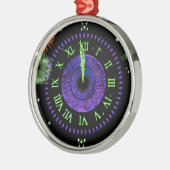 新年の大晦日アイリスクロックパープルメタルオーナメント メタルオーナメント (左)