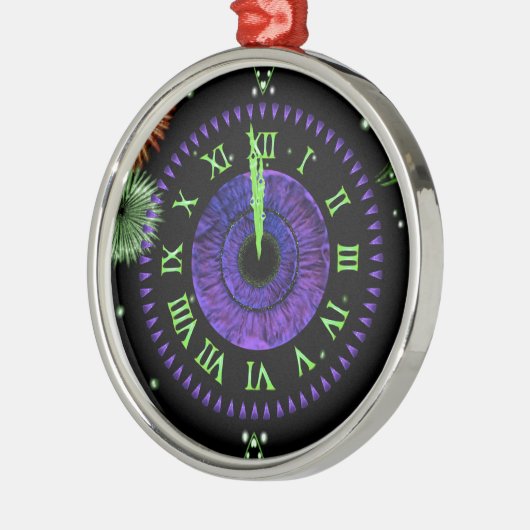 新年の大晦日アイリスクロックパープルメタルオーナメント メタルオーナメント (左)