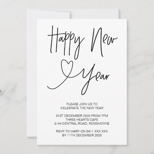 新年の大晦日パーティーの招待状 招待状 (正面)