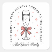 新年の女の子のパーティーおもしろい引用文ピンクの弓 スクエアシール (正面)