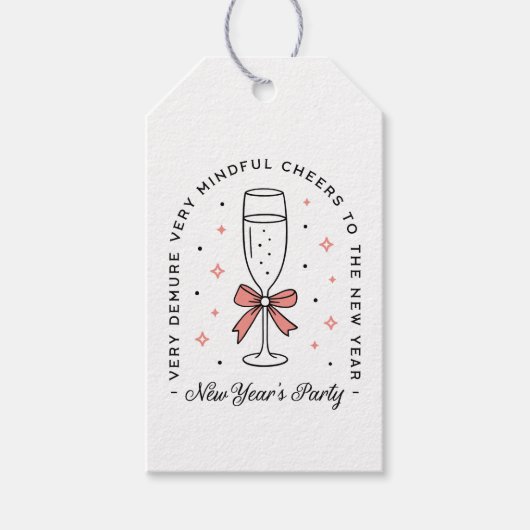 新年の女の子のパーティーはピンクガーリーの美学を飾る ギフトタグ (正面)