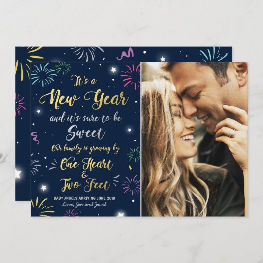 新年の妊娠の発表カード2018年 シーズンカード (正面/裏面)