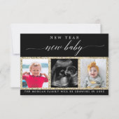新年の妊娠の発表フォトカード サンキューカード (正面)