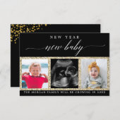 新年の妊娠の発表フォトカード サンキューカード (正面/裏面)