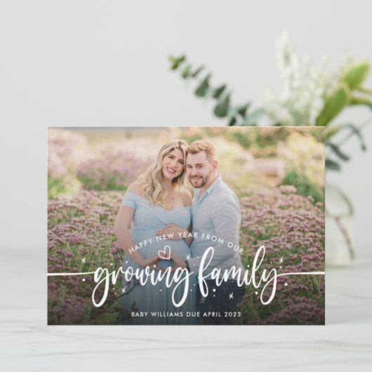 新年の妊娠写真 案内状 (スタンド正面)