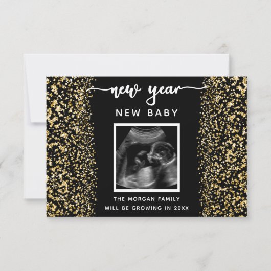 新年の妊娠告知用の写真カード サンキューカード (正面)