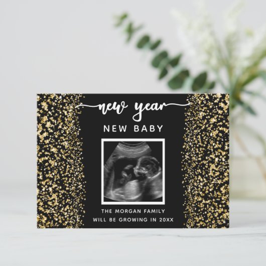 新年の妊娠告知用の写真カード サンキューカード (スタンド正面)