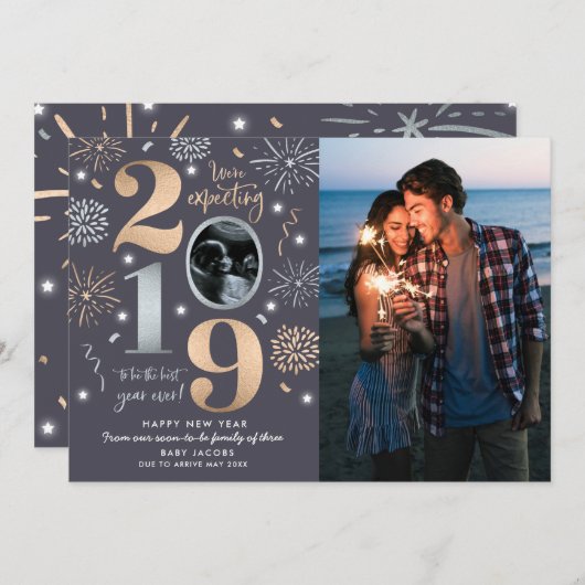 新年の妊娠発表 2019 シーズンカード (正面/裏面)