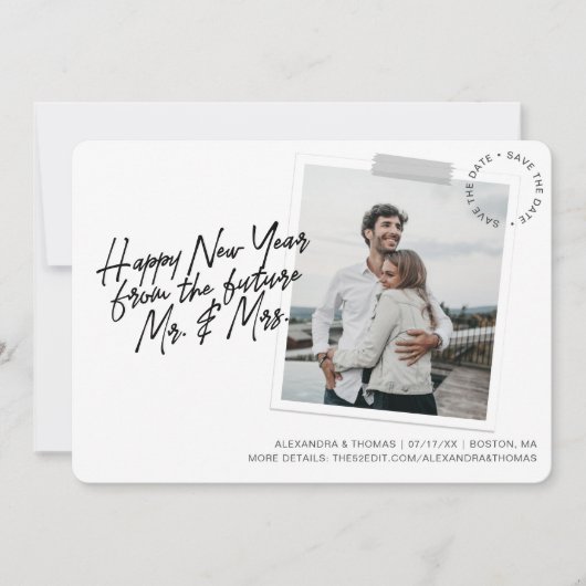 新年の婚約写真を保存 シーズンカード (正面)