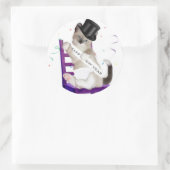 新年の子ネコクラシック丸ステッカー ラウンドシール (バッグ)