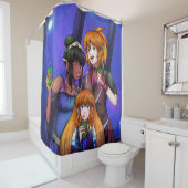 新年の宇宙お祝い シャワーカーテン (インサイチュ)